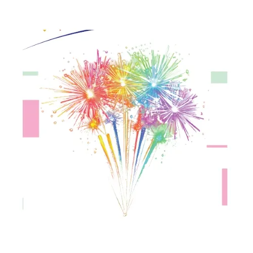 Special edition firecracker box with vibrant colorful fireworks design